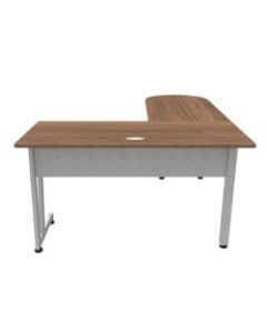 Linea Italia, Inc L-Shaped Corner Desk, 71inW, Natural Walnut/Gray