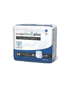 Protection Plus Overnight Protective Underwear, Large, 40 - 56in, White, Bag Of 14, Case Of 4 Bags