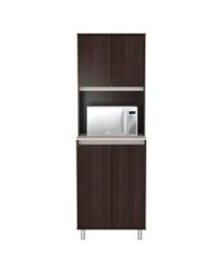 Inval 4-Door Coffee Station Cabinet, 70-7/8inH x 23-5/8inW x 19-3/4inD, Espresso/Ambar Gray