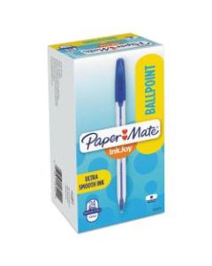 Paper Mate InkJoy 50ST Stick Ballpoint Pens, Medium Point, 1.0 mm, Clear Barrels, Blue Ink, Box of 24