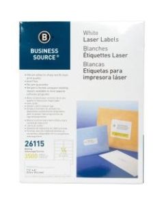 Business Source Bright White Premium-quality Address Labels - 1 1/3in x 4in Length - Permanent Adhesive - Rectangle - Laser, Inkjet - White - 14 / Sheet - 250 Total Sheets - 3500 / Pack