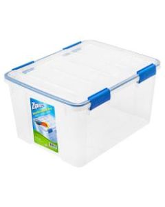 Ziploc Weathertight Plastic Storage Container With Built-In Handles And Snap Lid, 44 Quarts, 11in x 15 4/5in x 19 7/10in, Clear