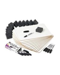 Charles Leonard Dry Erase Lapboard Class Pack, Plain 1-Sided Boards, Markers & Erasers, Pack Of 12