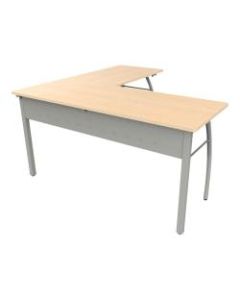 Linea Italia, Inc L-Shaped Corner Desk, 60inW, Oatmeal/Gray