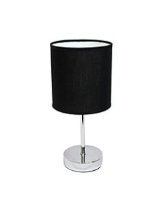 Simple Designs Chrome Mini Basic Table Lamp with Black Fabric Shade