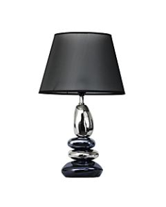 Elegant Designs Metallic Stacked Stone Ceramic Table Lamp, 21 1/2inH, Black Shade/Blue Base