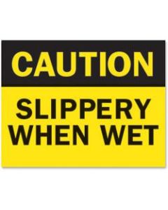 Tarifold Safety Sign Insertss - 6 / Pack - Caution Slippery When Wet Print/Message - Rectangular Shape - Yellow, Black Print/Message Color - Tear Resistant, Water Proof, Sturdy, Long Lasting, Durable - Paper - Yellow, Black