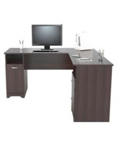 Inval 59inW L-Shaped 2-Drawer Computer Desk, Espresso