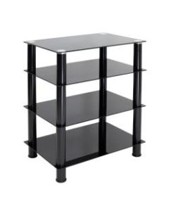 Mount-It MI-8670 4-Tiered Glass A/V Media Stand, 28-3/4inH x 16-1/2inW x 16-1/2inD, Black