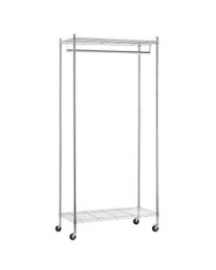 Honey-Can-Do Heavy-Duty Rolling Garment Rack, 73 1/4inH x 17 3/4inW x 35 7/8inD, Chrome