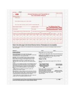 TOPS 1096 Tax Form - 2 PartCarbonless Copy - 8 1/2in x 11in Sheet Size - White - White Sheet(s) - 10 / Pack