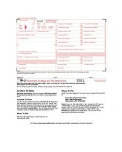 TOPS Continuous W-3 Transmittal of Wage Form - 2 Part - Carbon Copy - 9 1/2in x 11in Sheet Size - White Sheet(s) - 10 / Pack