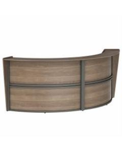 Linea Italia, Inc. 124inW Curved Modern Reception Desk, Natural Walnut