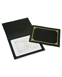 SKILCRAFT Certificate/Document Cover, 8 1/2in x 11in, 8in x 10in, A4, Black/Gold, Pack Of 5 (AbilityOne 7510-01-519-5770)