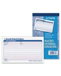 TOPS Avoid Verbal Orders Book - 50 Sheet(s) - 2 PartCarbonless Copy - 4.25in x 7in Form Size - White - 1 Each