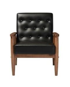 Baxton Studio Noel Lounge Chair, Black/Dark Walnut