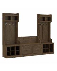 kathy ireland Home by Bush Furniture Woodland Entryway Storage Set With Hall Trees And Shoe Bench With Doors, Ash Brown, Standard Delivery