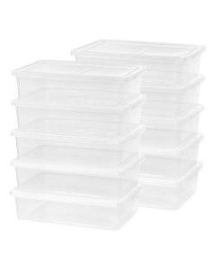 IRIS Plastic Storage Containers, 28 Quarts, 6in x 16 1/4in x 24in, Clear, Case Of 10