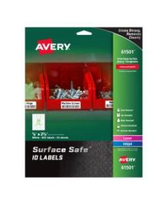 Avery Surface Safe ID Labels, 7/8in x 2 5/8in, White, Pack Of 825 Labels
