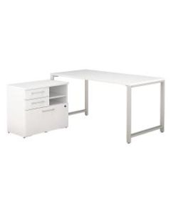 Bush Business Furniture 400 Series Table Desk with Storage, 60inW x 30inD, White, Premium Installation