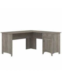 Bush Furniture Salinas 60inW L Shaped Desk with Storage, Driftwood Gray, Standard Delivery