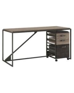 Bush Furniture Refinery Industrial Desk With 3 Drawer Mobile File Cabinet, 62inW, Rustic Gray/Charred Wood, Standard Delivery