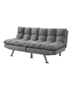 Monarch Specialties Split-Back Convertible Sofa Futon, Microsuede, Gray