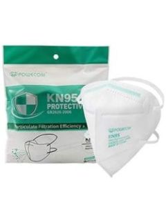 Powecom KN95 Face Masks, Adult, One Size, White, Pack Of 10 Masks