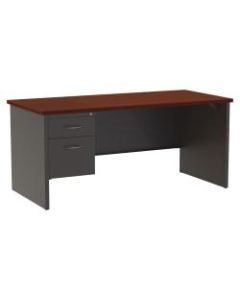 WorkPro 66inW Modular Left Pedestal Desk, Charcoal/Mahogany
