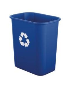 Suncast Commercial Desk-Side Resin Trash Cans With Recycle Label, 3 Gallons, Blue, Set Of 12 Cans