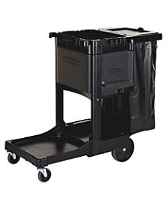 Rubbermaid Executive Janitorial Cart, 22 1/2in x 11 3/4in x 34 1/2in, Black