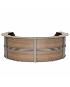 Linea Italia, Inc 142inW 4-Unit Curved Reception Desk, Natural Walnut