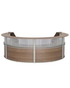 Linea Italia, Inc 4-Unit 142inW Curved Reception Desk, Natural Walnut