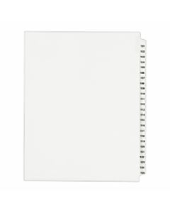 Avery 30% Recycled Preprinted Laminated Gold-Reinforced Tab Dividers, 8 1/2in x 11in, White Dividers/White Tabs, 101-125, Pack Of 25