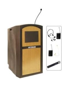 AmpliVox SW3250 - Wireless Pinnacle Multimedia Lectern - Sculpted Base - 47in Height x 26in Width x 26in Depth - Maple