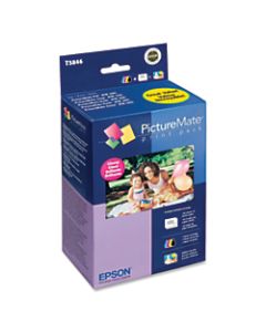 Epson T584 PictureMate Cyan/Magenta/Yellow Ink Cartridge And 100-Sheet Glossy Paper Print Pack, T5846