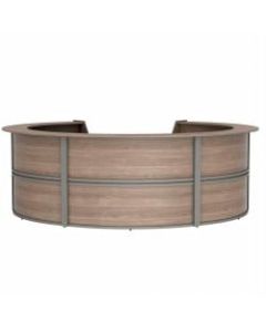 Linea Italia, Inc. 142inW Curved Modern Reception Desk, Natural Walnut