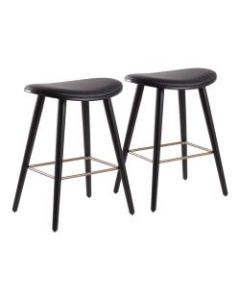 LumiSource Saddle Counter Stools, Black, Set Of 2 Stools