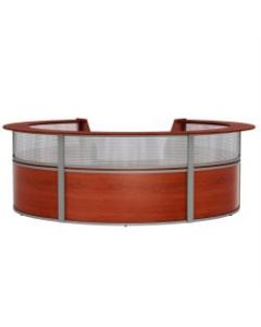 Linea Italia, Inc 142inW 5-Unit Curved Reception Desk, Cherry