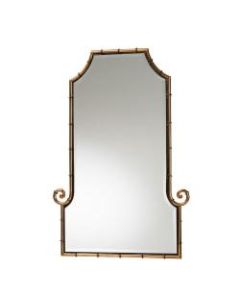 Baxton Studio Glamorous Hollywood Regency Style Bamboo Accent Wall Mirror, 42in x 29in, Gold