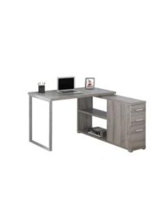 Monarch Specialties Left or Right Facing Corner Desk With Storage, Dark Taupe
