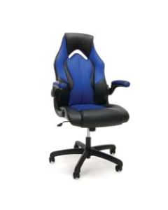 OFM Essentials Racing Style Bonded Leather High-Back Gaming Chair, Blue/Black