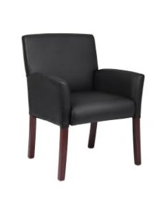 Boss Office Products Box-Arm Guest Chair, Black/Mahogany