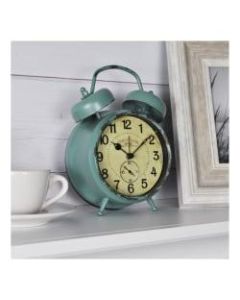 FirsTime & Co. Double Bell Alarm Clock, Aged Teal