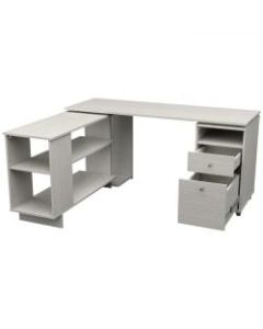 Inval America 54inW L-Shaped Computer Desk, Washed Oak