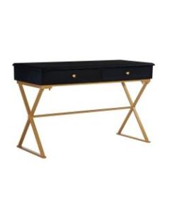 Linon Home Decor Products Amy 48inW Campaign Home Office Desk, Black/Gold