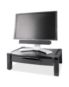 Kantek Extra Wide Adjustable Monitor Laptop Stand with Drawer - 50 lb Load Capacity - 6in Height x 13.3in Width - Desktop - Plastic - Black