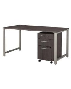 Bush Business Furniture 400 Series Table Desk with 3 Drawer Mobile File Cabinet, 60inW x 30inD, Storm Gray, Standard Delivery