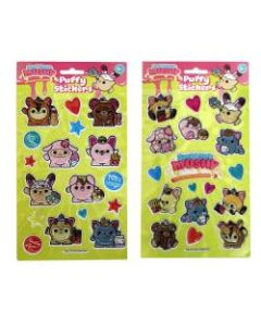 Inkology Puffy Stickers, Smooshy Mushy, Pack Of 6 Sheets
