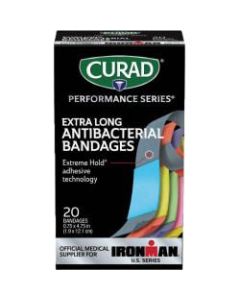 CURAD IRONMAN Performance Series Antibacterial Bandages, 3/4in x 4in, Pack Of 480 Bandages